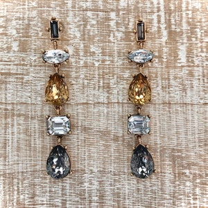 Crystal Drop Wedding Jewelry Fancy Bridesmaid Rhinestone Sparkle Earrings Fall Event Night Out