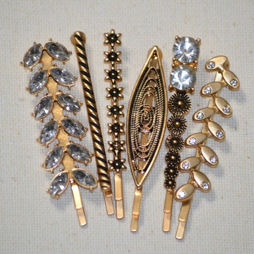 Antique Brass Hair Bobby Pins Wedding Bridal Set of 6 Etsy