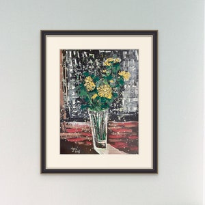 FLOWERS STILL LIFE 16x21” gouache on paper, flowers, floral wall decor, unframed, original painting by Nguyen Ly Phuong Ngoc
