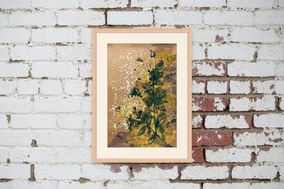 YELLOW DAISIES 3, 16x20” gouache on paper, flowers, floral wall decor, unframed, original painting by Nguyen Ly Phuong Ngoc