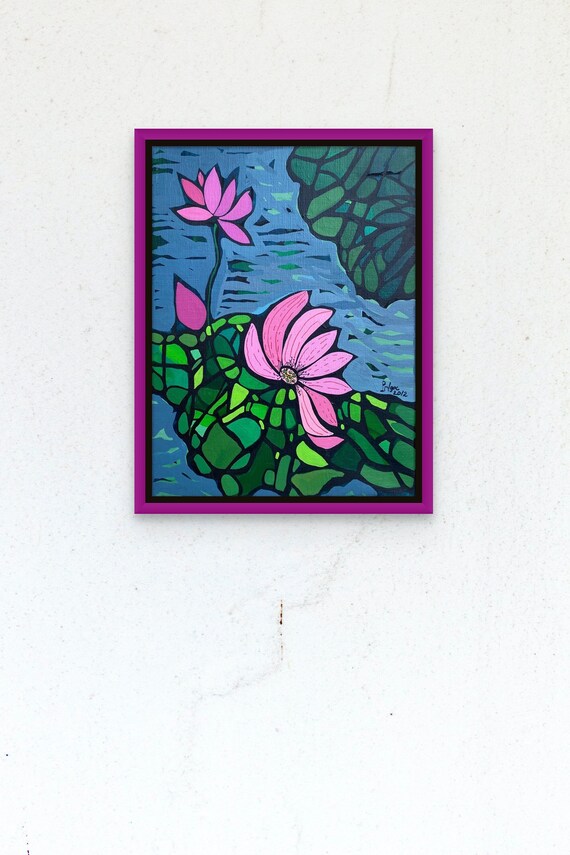 SUMMER BLOSSOM 12x16" acrylic on canvas, four seasons, floral wall decor, original painting by Nguyen Ly Phuong Ngoc