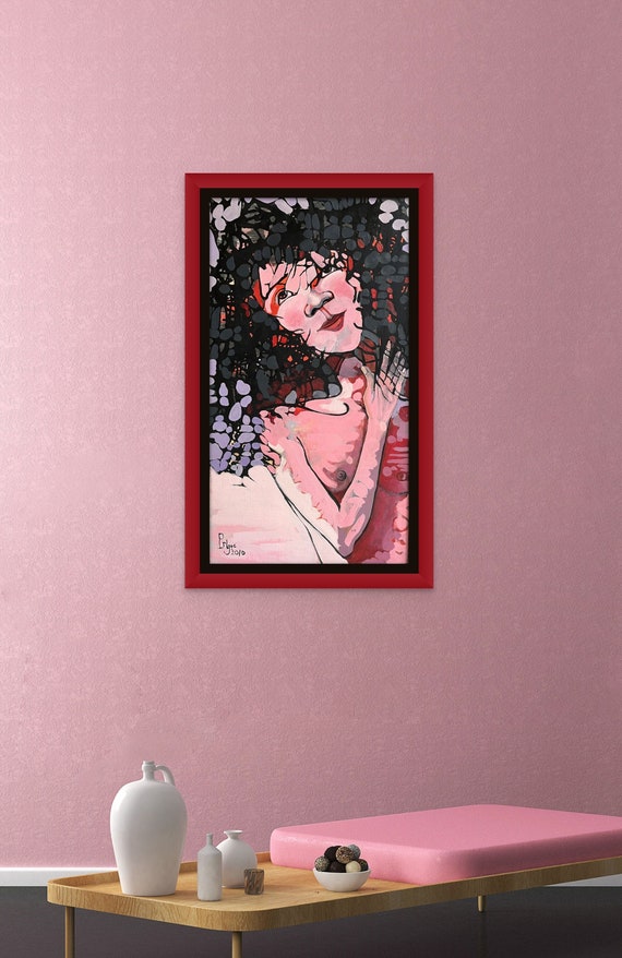 WAITING 20x36" oil on canvas, nude art, wall decor, original painting by Nguyen Ly Phuong Ngoc