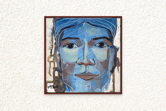 THÚC SINH- CHÈO Portrait 8x8" oil on canvas, Vietnam Folk Opera (Hát Chèo), original by Nguyen Ly Phuong Ngoc