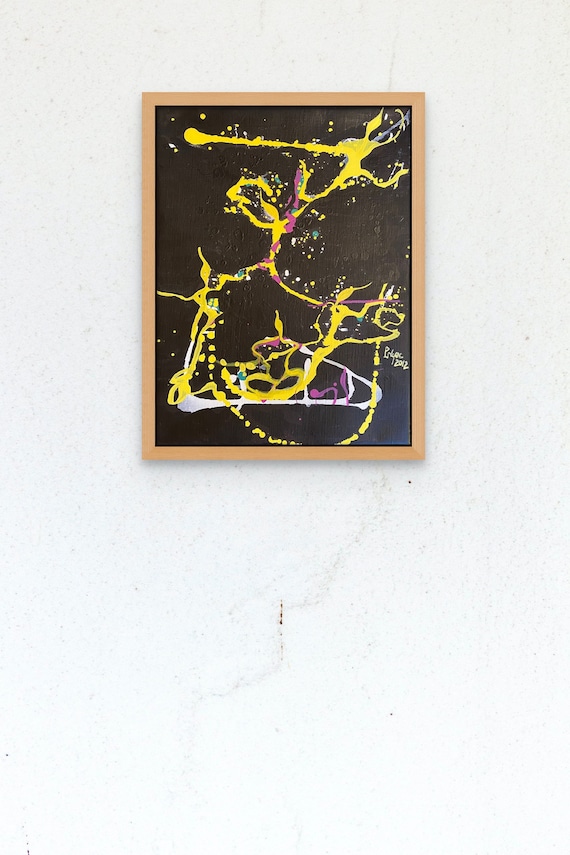 DANCE 12x16" acrylic on canvas, lines, fun wall decor, original painting by Nguyen Ly Phuong Ngoc