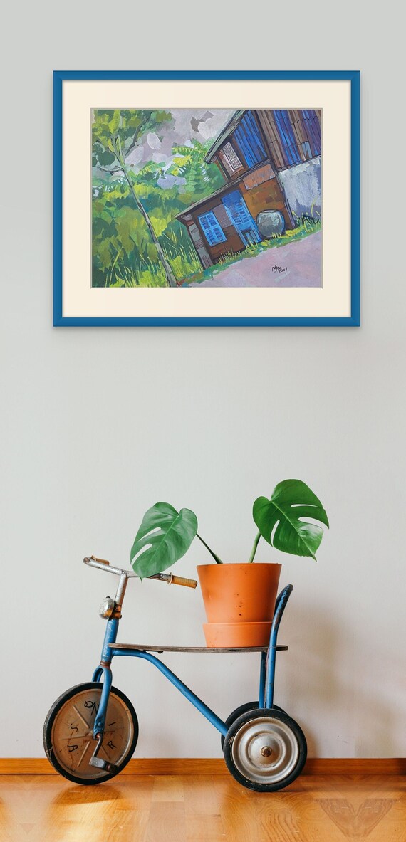 FOREST HOME 20x16" gouache on paper, live painting, Mekong Delta (Cần Thơ Province), unframed, original by Nguyen Ly Phuong Ngoc