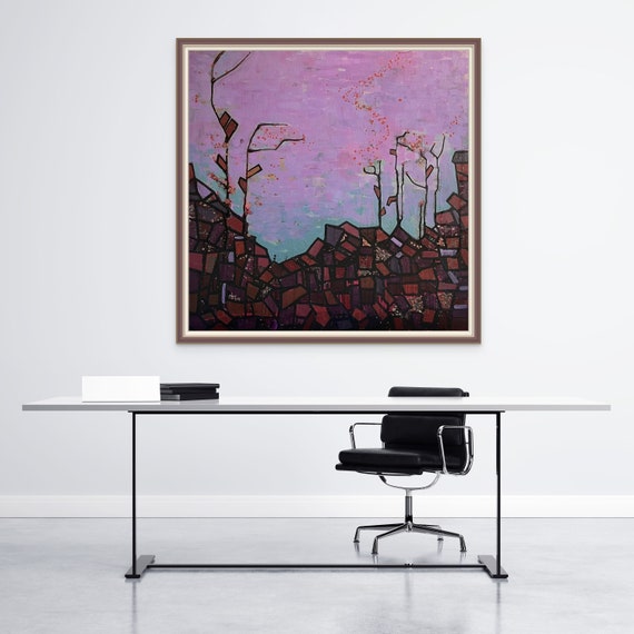 WINTER DREAM 39x39" oil on canvas, flowers, floral wall decor, original painting by Nguyen Ly Phuong Ngoc