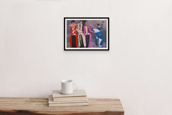 SINGING 11x15.5” gouache on paper, Vietnam Folk Opera (Hát Chèo), unframed, original by Nguyen Ly Phuong Ngoc