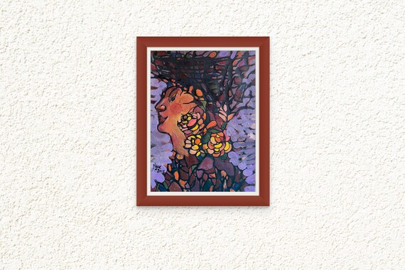 ROCK YOUR BUDS 12x16" oil on canvas, flowers, floral wall decor, unframed, original painting by Nguyen Ly Phuong Ngoc