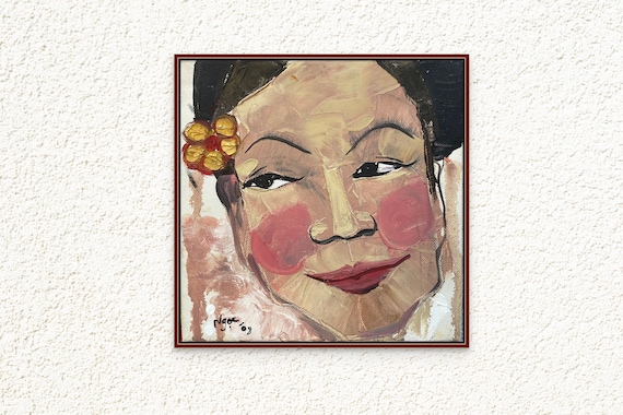 CHÈO PORTRAIT 8x8" oil on canvas, Vietnam Folk Opera (Hát Chèo), original by Nguyen Ly Phuong Ngoc