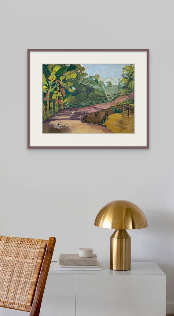 THE TRAIL 20x16" gouache on paper, live painting, Mekong Delta (Cần Thơ Province), unframed, original by Nguyen Ly Phuong Ngoc