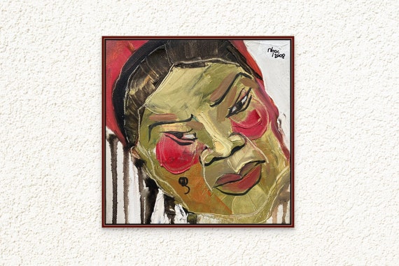 CHÈO PORTRAIT 8x8" oil on canvas, Vietnam Folk Opera (Hát Chèo), original by Nguyen Ly Phuong Ngoc