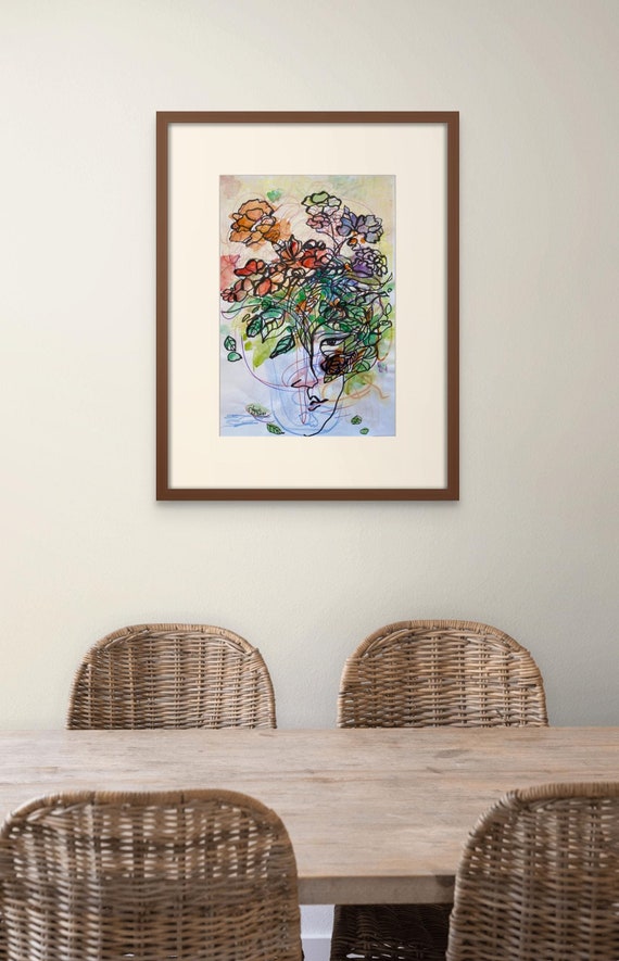 HI FLOWERS! 12x18” water color, ink on paper, unframed, collaborative art, original by Nguyen Ly Phuong Ngoc.