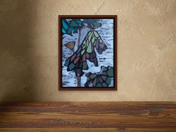 WINTER CRISP 12x16" acrylic on canvas, four seasons, floral wall decor, original painting by Nguyen Ly Phuong Ngoc