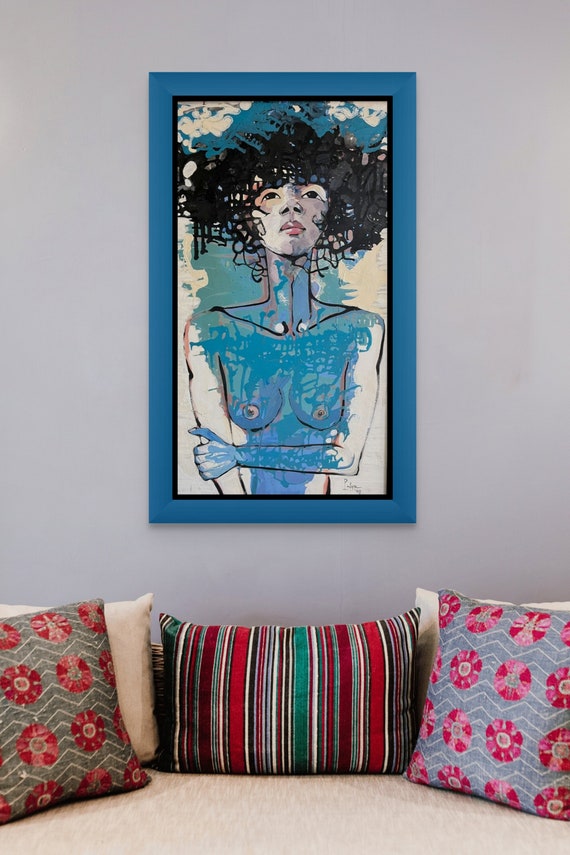 Look Up...So Beautiful 20x36" oil on canvas, nude art, wall decor, original painting by Nguyen Ly Phuong Ngoc