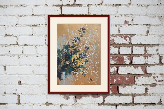 WHITE DAISIES 16x20" gouache on paper, flowers, floral wall decor,unframed, original painting by Nguyen Ly Phuong Ngoc