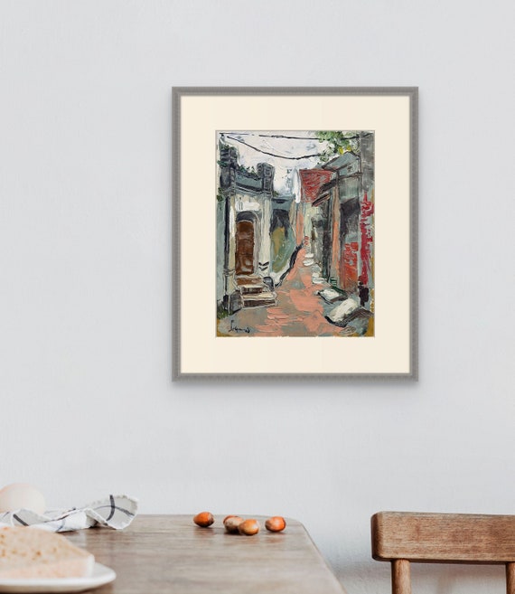 Cự Đà village 9.5x12.5” Oil on canvas, live painting, Vietnam village scene (Cự Đà), unframed, original by Nguyen Ly Phuong Ngoc