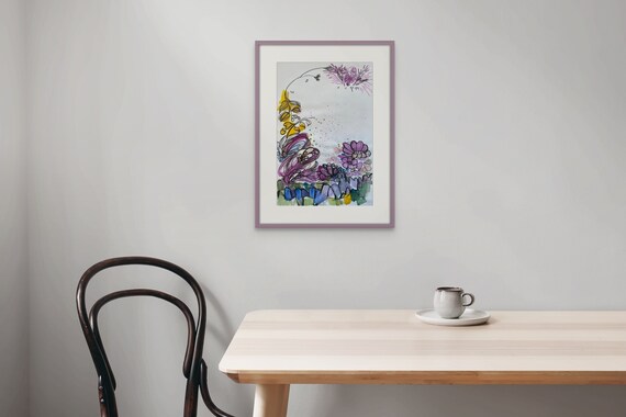 DAY DREAM FLOWERS 12x18” water color, ink on paper, unframed, collaborative art, original by Nguyen Ly Phuong Ngoc.