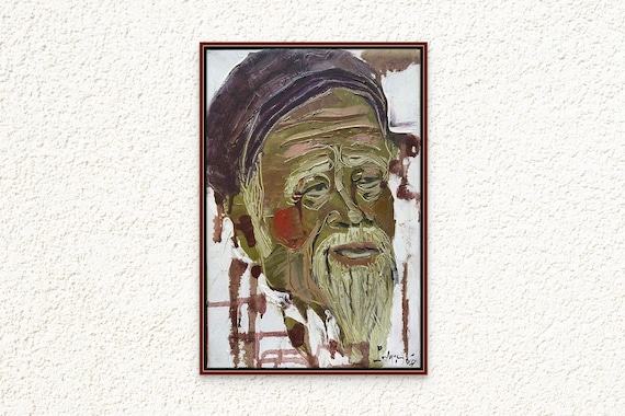 Lão Ông- CHÈO PORTRAIT 8x12”, oil on canvas, original by Nguyen Ly Phuong Ngoc