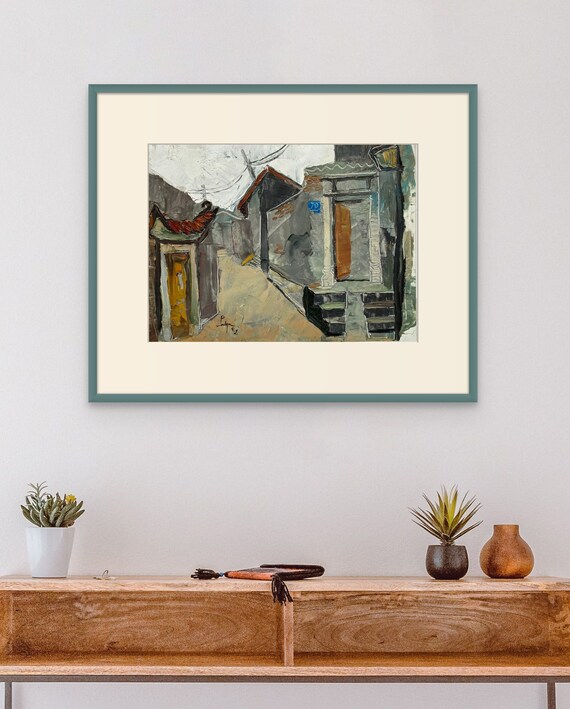 Cự Đà village 12x16” Oil on canvas, live painting, Vietnam village scene (Cự Đà), unframed, original by Nguyen Ly Phuong Ngoc