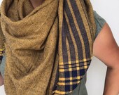 Mustard Gold Blanket Scarf - oversized scarf, colourful winter scarf, autumn fall scarf, square soft warm scarf, Christmas scarf