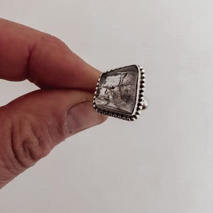 Herkimer-diamanten ring maat M - alternatieve verlovingsring, ethische edelsteenring, sterlingzilveren Herkimer-ring
