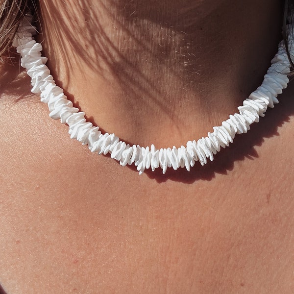 Puka Shell Chip Necklace - handmade necklace, surfer necklace, beach necklace, shell choker