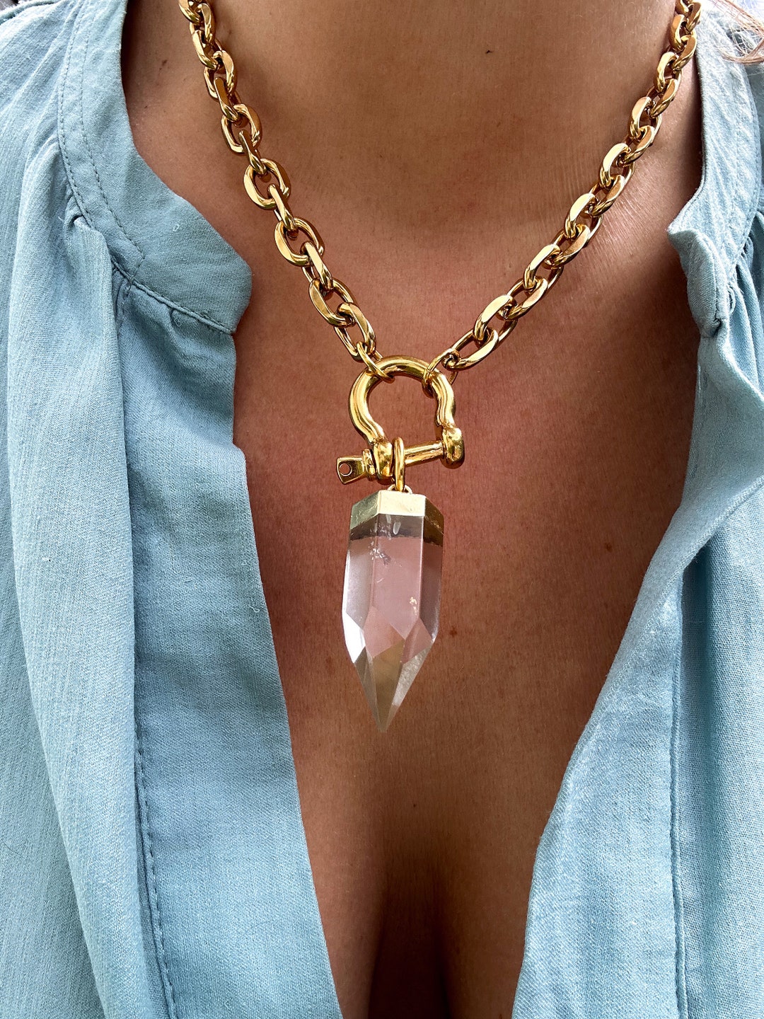 Pendant Necklace How To Make Crystal Chain Yellow Chimes Pendant - Main Image