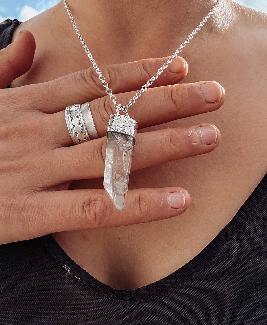 ブレスレット LESS IS MORE white quartz necklace Amazon.com: White Quartz Mineral Stone Point Wire Wrapped