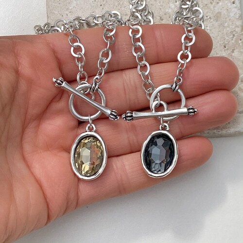 Silver T Bar Necklace Toggle Necklace Toggle Jewellery T Etsy UK