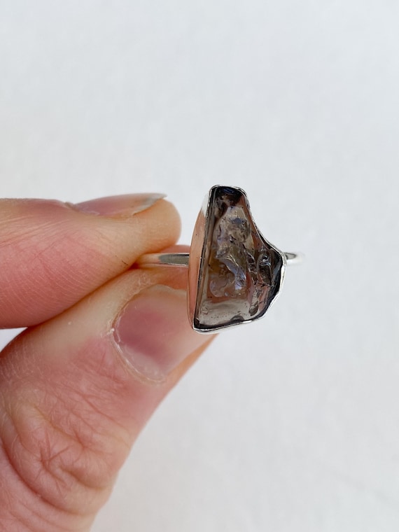 Raw Smoky Quartz Ring Natural Rough Unpolished Gemstone Simple