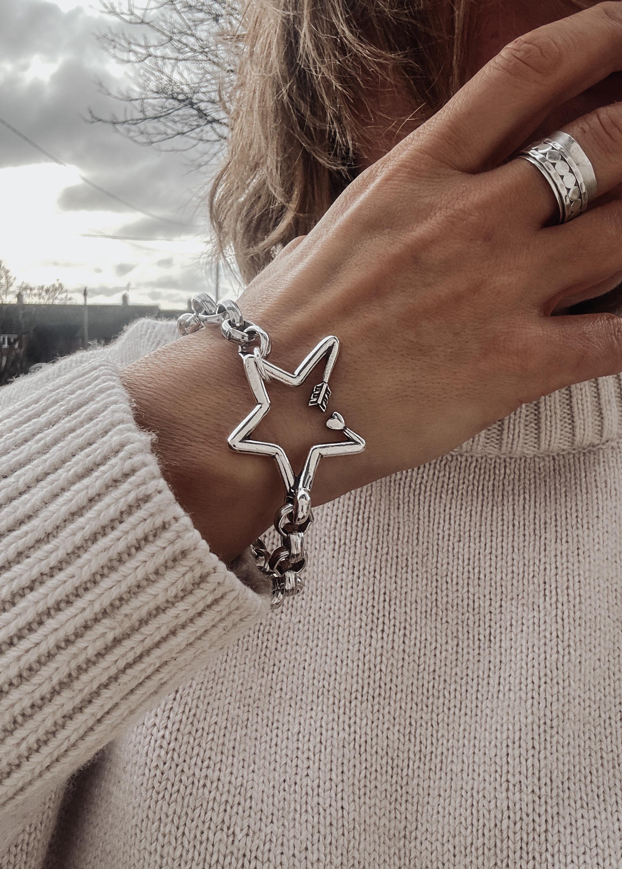 Star Silver Chain Bracelet - Etsy