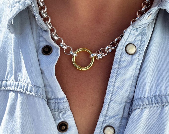 Mixed Metal Chunky Chain Choker: Silver & Gold Statement Necklace