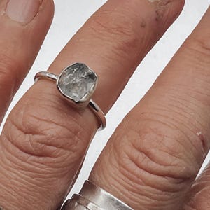 Raw Aqua Apatite Adjustable Ring: Silver Plated, Rough Gemstone