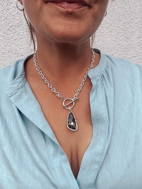 Grey chunky shop necklace