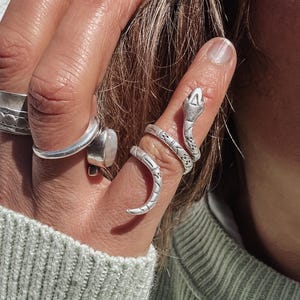 Snake Coil Statement Ring - antique silver serpent ring, coil multilayer snake ring,