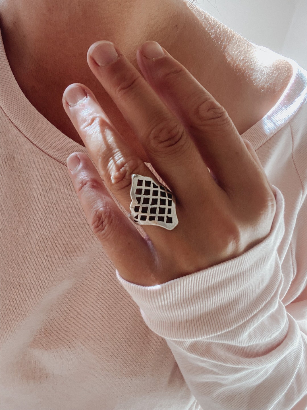 Antique Silver Lattice Ring adjustable Moroccan style ring Etsy 日本