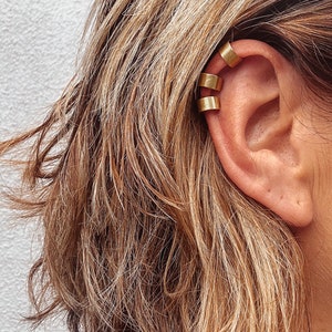 Raw Brass Ear Cuff - small ear cuff, minimalist brass earring