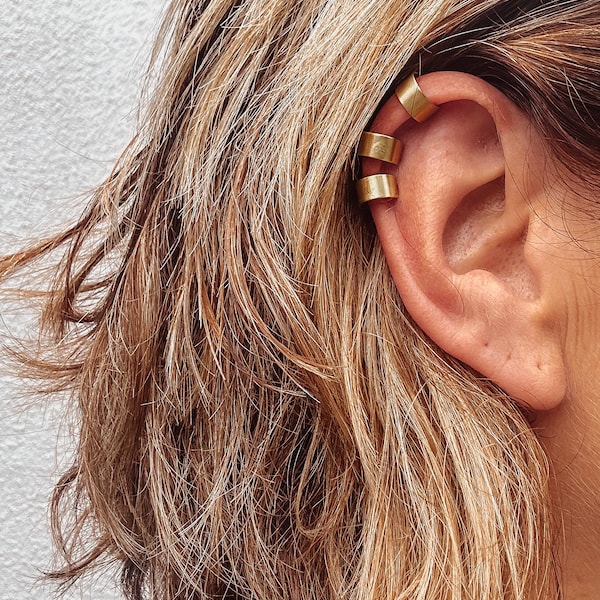 Raw Brass Ear Cuff: Minimalist Ear Wrap, no piercing earring