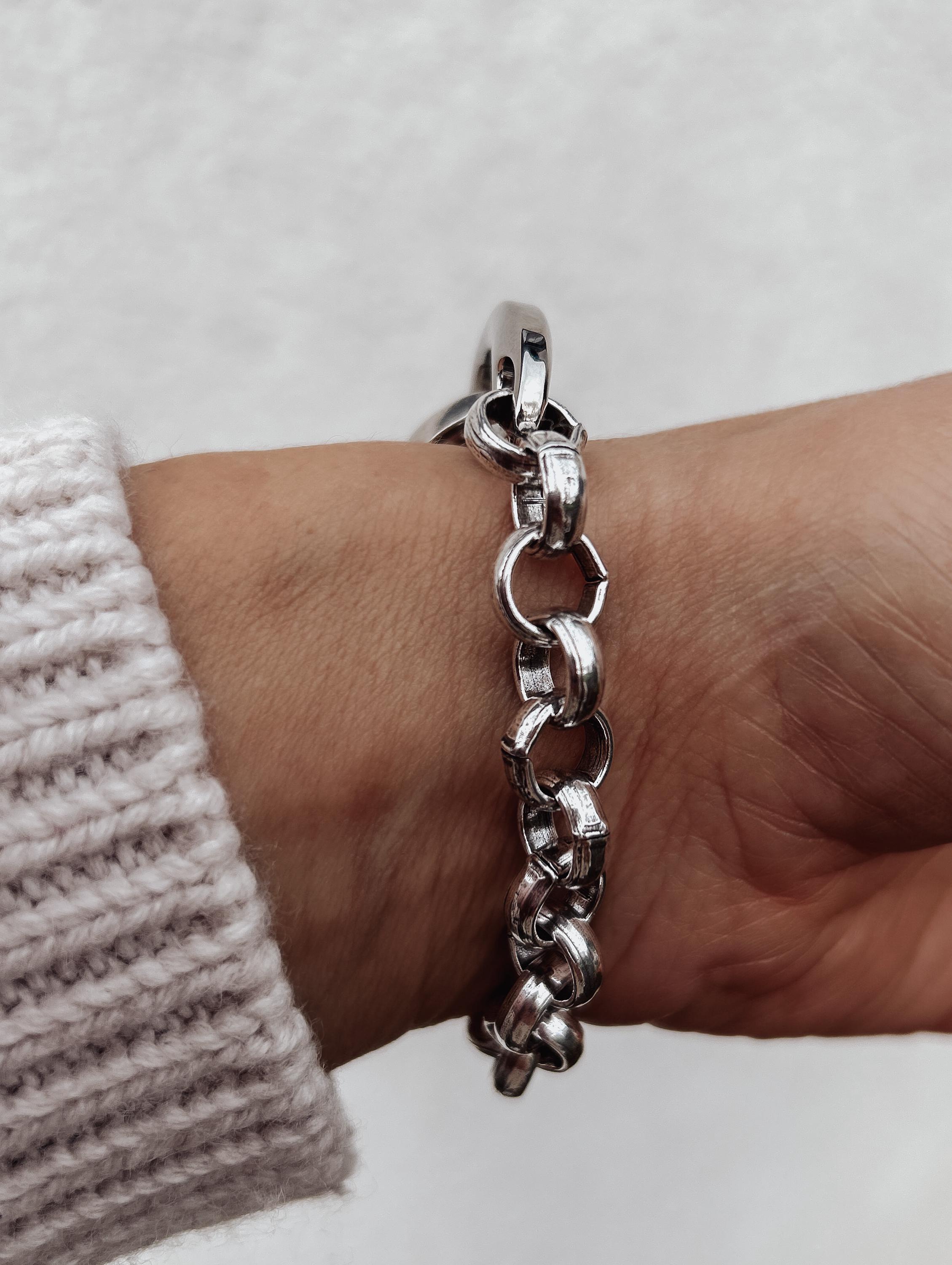 Bracciale In Argento 925 Con Catena Belcher E Charm Cuore, Made In Italy, Lunghezza 19 Cm, Confezione Regalo - 2