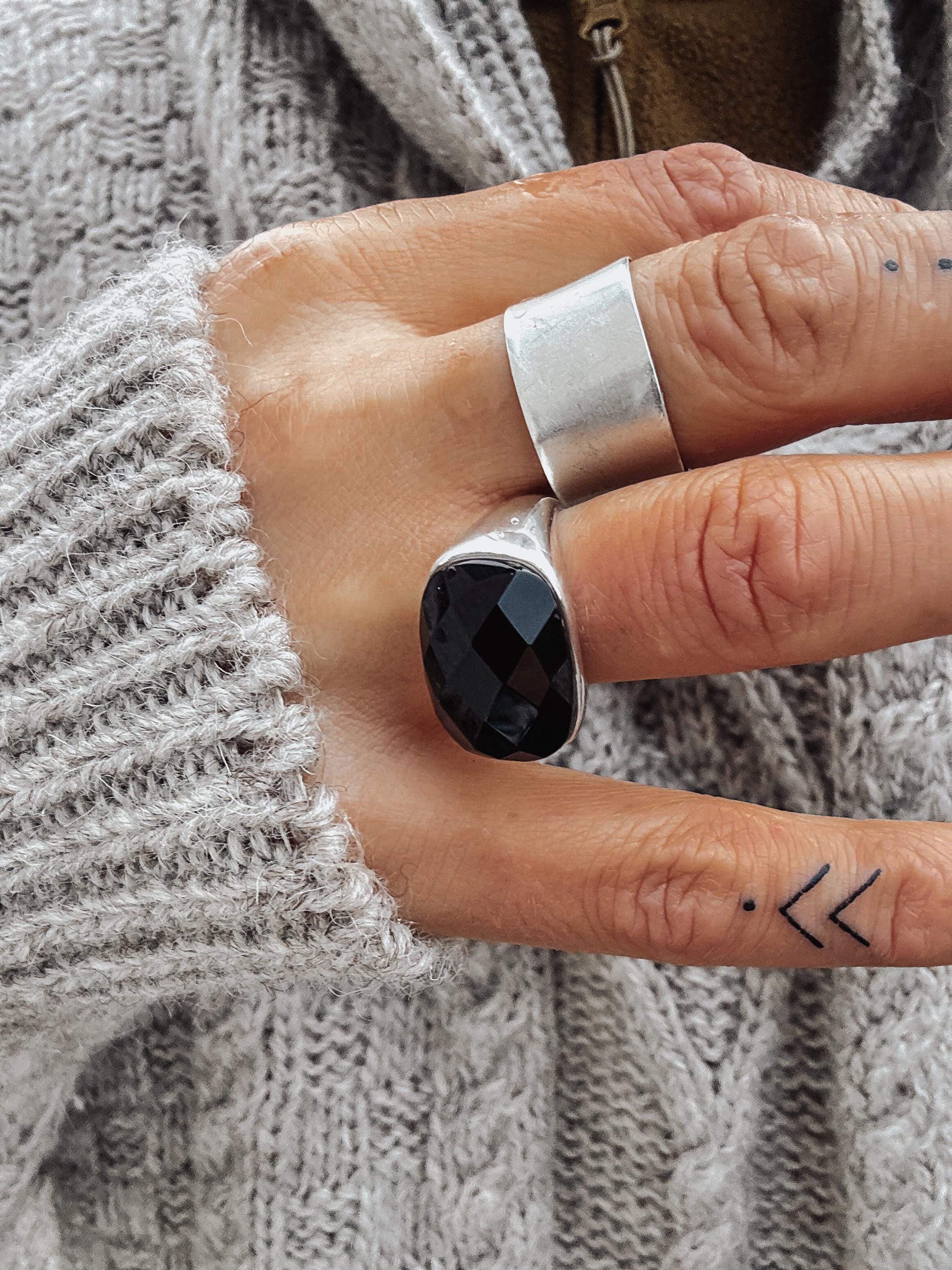 h*n様 OX JEWELRY Silver Big Onyx Ring - 1 【公式通販】