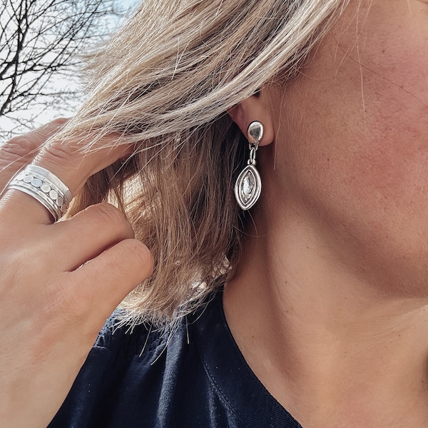 Clear Crystal Dangle Earrings - Austrian crystal earrings, sparkly dangle earrings