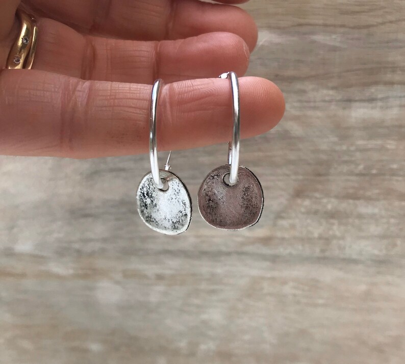 silver coin hoop earrings
