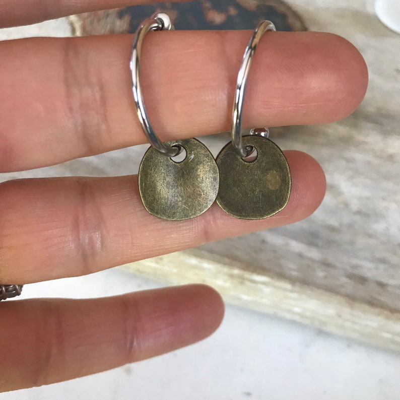 silver coin hoop earrings