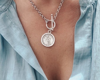 P'S  Coin Jewelry ~Scottish Crest Necklace~real coin nice gift snake chain 