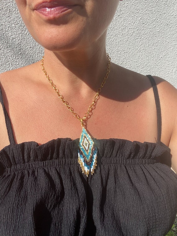 Boho Miyuki Beads Tassel Necklace 