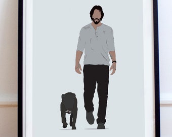 John  walking the dog - Keanu Reeves poster -  Wick fan art