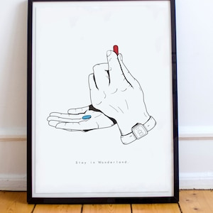 Take the red Pill - Minimalist Movie Poster Print - Red Pill, Blue Pill - Movie Poster. Neo Poster - Nerd, Geek Poster, Sci Fi Poster
