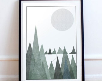 Scandinavian Art Poster / Mountain Poster / Scandi Decor / Minimalist Nordic Print / Scandi Wall Art / Pastel Coloured Poster