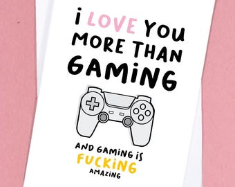 Video Game Card / Gaming Card / Gamer Girlfriend Card / Boyfriend Card / Funny Anniversary Card / Game Addict Card - GC159