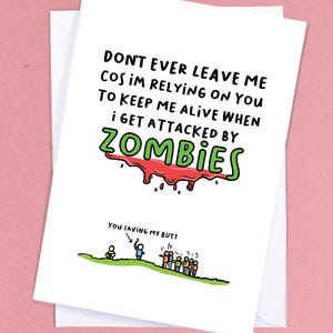 Cartão de amor engraçado / Cartão de zumbi / Cartão de apocalipse / Cartão de namorado / Cartão de aniversário engraçado / Cartão de dia dos namorados fofo - GC188